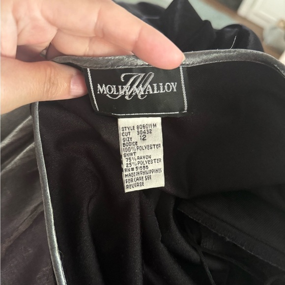 Vintage Molly Malloy Womens Evening Dress 12 Velvet Bodice Metallic Silver Skirt - Picture 6 of 7